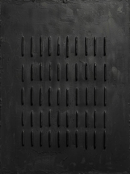 Monochrome Linear Texture Canvas – Deep Matte Black – AURA003(Horizontal)