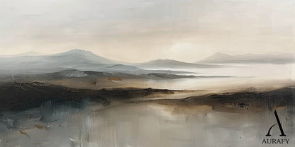 Abstract Landscape Art Thick Brushstroke Modern Organic Gray Black Neutral Tactile Canvas Art AURA498