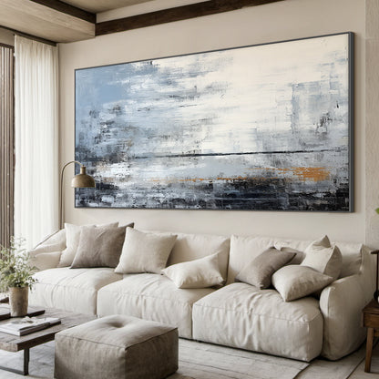 Modern General Abstract Blue Black Wall Art for Living Room -AURA177