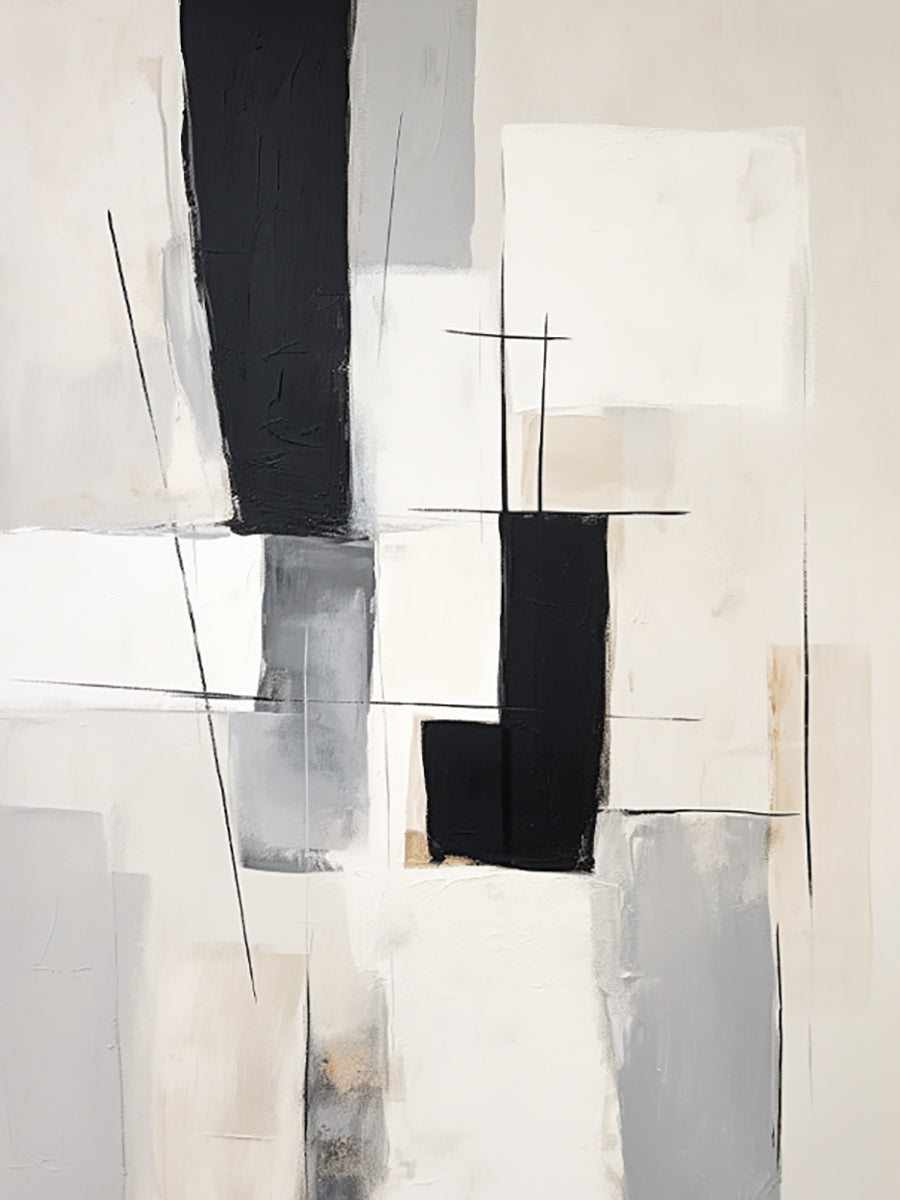 Geometric Lines Monochrome Minimalist Abstract Wall Art  – AURA052(Vertical)