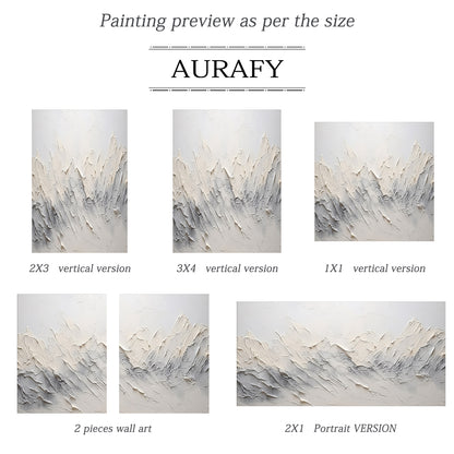 Minimalist Mountain Texture Canvas-Cream & Cool Gray Painting-AURA037