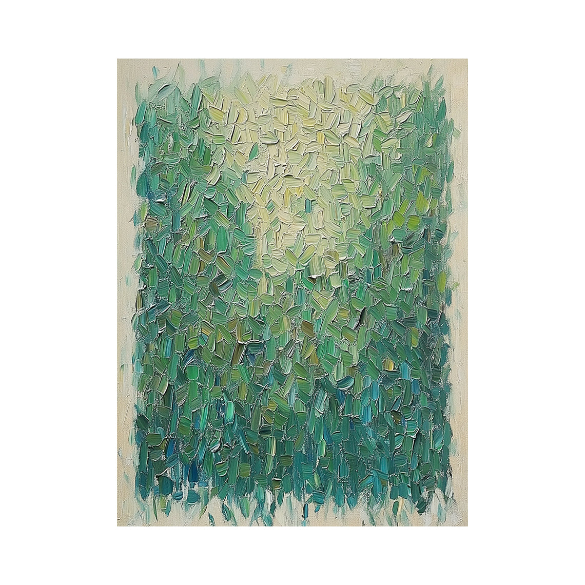 Green Impasto Textured Canvas Painting Wabi-Sabi Knife Stroke Landscape Art Modern Organic Minimalist Luxe Decor AURA746