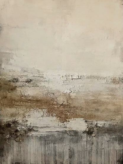 Weathered Horizon Wall Art-Cream & Smoky Taupe Tones-AURA015