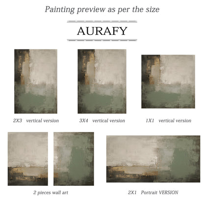 Modern Textural Abstract Wall Art – Sage Green & Earth Neutrals – AURA023(Vertical)