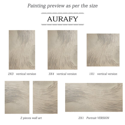 Swirling Impasto Canvas – Cream & Linen Tones – AURA044(Horizontal)