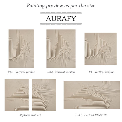 Flowing Vertical Texture Canvas – Warm Cream Tones – AURA046(Vertical)