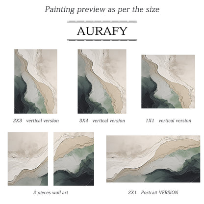 Textural Abstract Wall Art-Ocean Green & Sand Layers-AURA039