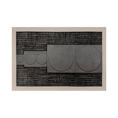 Abstract Textured Geometric Art Plaster Black Gray Sculpted Canvas Wabi-Sabi Japandi Minimalist Wall Decor AURA728