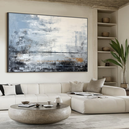 Modern General Abstract Blue Black Wall Art for Living Room -AURA177