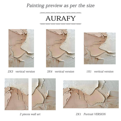 Layered Impasto Canvas – Blush & Cream Tones – AURA008(Vertical)