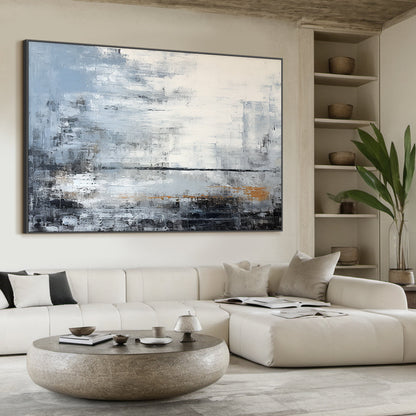 Modern General Abstract Blue Black Wall Art for Living Room -AURA177