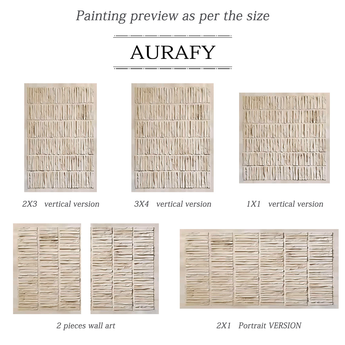 Grid Relief Painting – Cream & Beige Tones – AURA011(Horizontal)