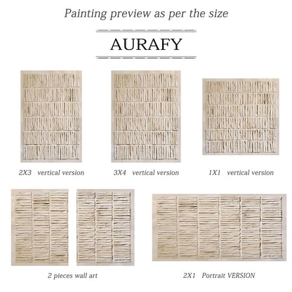 Grid Relief Painting – Cream & Beige Tones – AURA011(Horizontal)