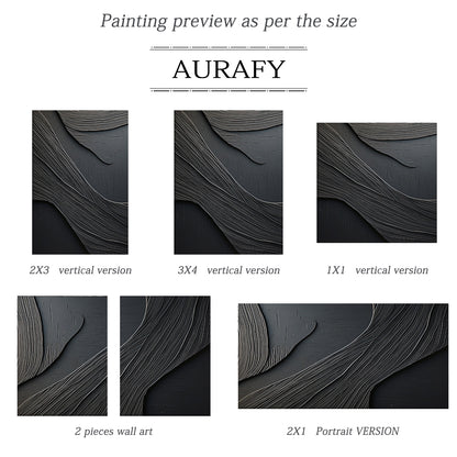 Obsidian Flow-Black 3D Textured Art-AURA068