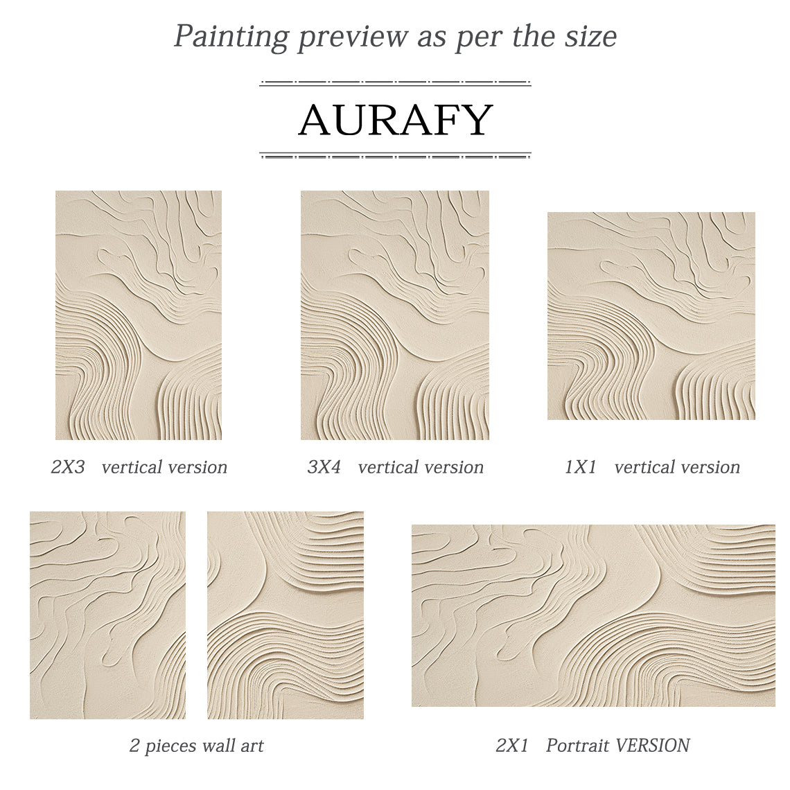 Organic Swirl Canvas – Cream Tones – AURA047(Vertical)