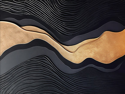 Metallic Topography Painting-Onyx & Gold Accents-AURA033