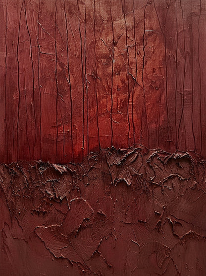 Wabi-Sabi Ember Strata wall art – Oxide Red & Burnt Umber – AURA029(Square)