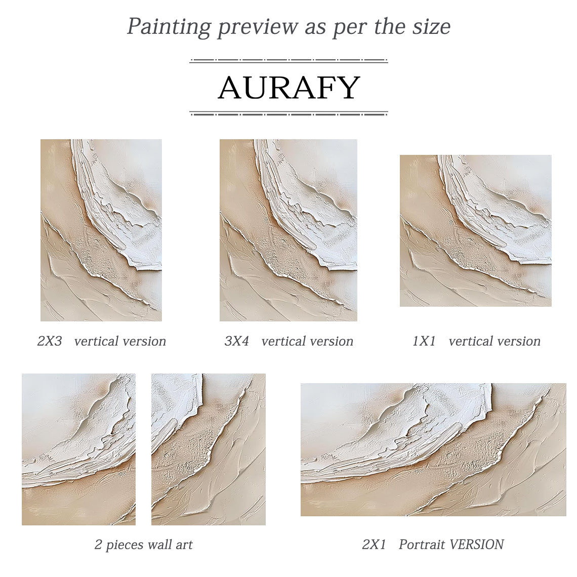 Organic Wave Texture Canvas – Cream & Taupe Tones – AURA007(Square)