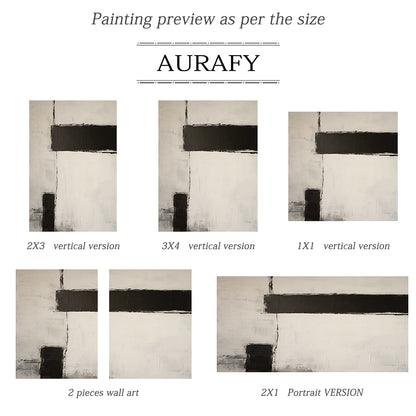 Silence Geometry – Ivory & Charcoal Minimal Abstraction – AURA112(Vertical)