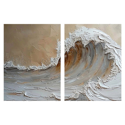 Brown Textured Ocean Wave Wall Art Set of 2 - AURA670