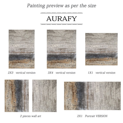 Weathered Horizon-Beige & Brown Wabi-Sabi Art-AURA074