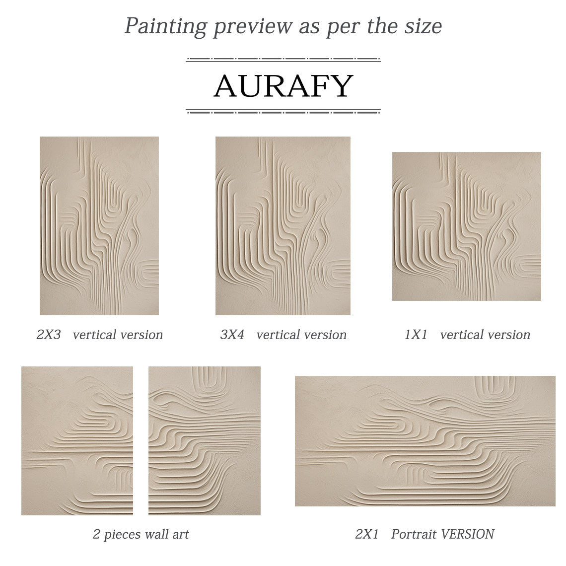 Flowing Square Texture Canvas-Warm Cream Tones-AURA046