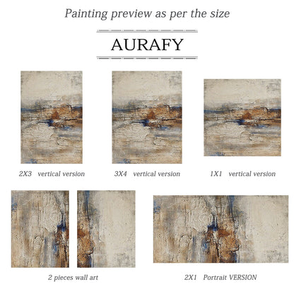 Wabi Sabi Textured Abstract Canvas Art Beige Brown Living Room Wall Decor AURA206