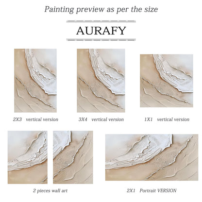 Organic Wave Texture Canvas-Cream & Taupe Tones-AURA007