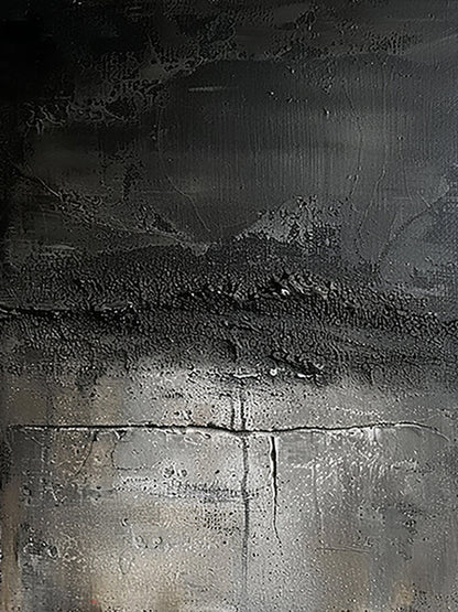 Industrial Patina Texture Wall Art-Charcoal & Steel Grey Tones-AURA020