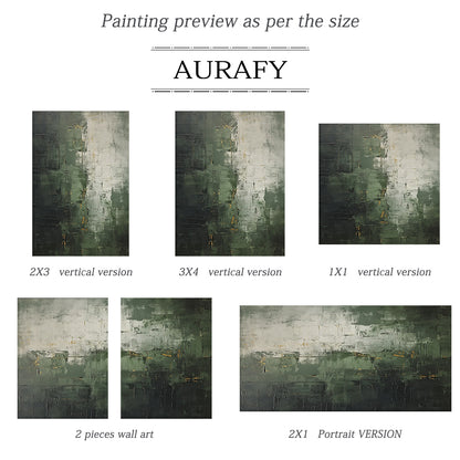 Verdant Patina-Green & Gray Wabi-Sabi Art-AURA076