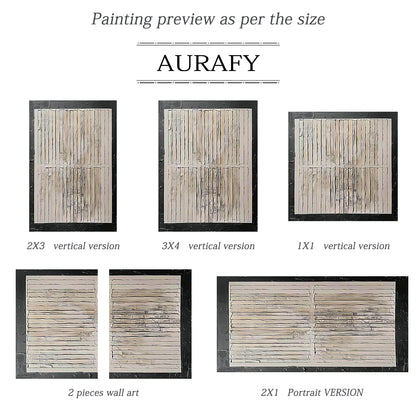 Minimalist Grid Textural Canvas – Cream & Black Accent – AURA006(Square)
