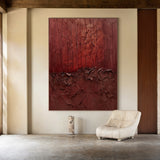 Wabi-Sabi Ember Strata wall art-Oxide Red & Burnt Umber-AURA029