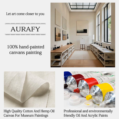 Abstract Minimalist Wall Art – Forest Green & Neutral Grays – AURA021(Square)