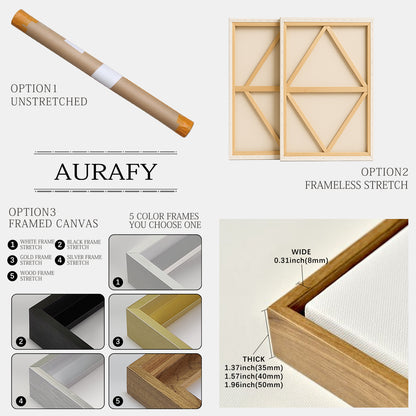 Abstract Minimalist Wall Art – Forest Green & Neutral Grays – AURA021(Square)