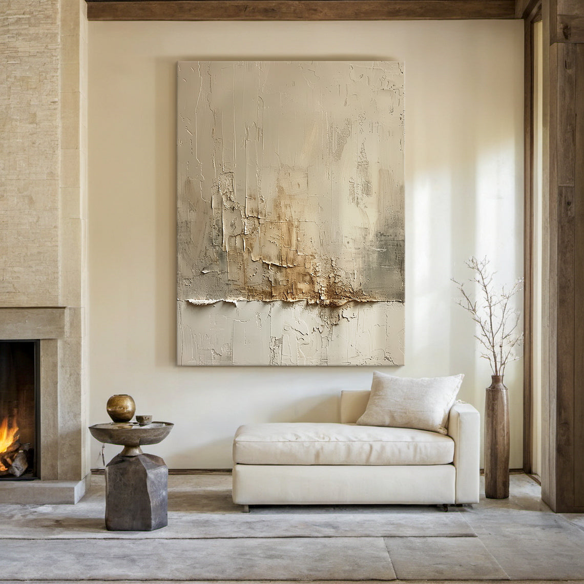 Silent Drift-Beige Abstract Field-AURA130