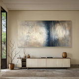 Abstract Beige Blue Art Impasto Knife Strokes Rippled Tactile Modern Organic Canvas Painting AURA618