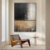 Abstract Black Beige Impasto Textured Rough Tactile Layered Modern Organic Canvas Artwork AURA609