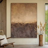 Abstract Brown Beige Art Tactile Knife Strokes Modern Organic Plaster Textured Canvas AURA598