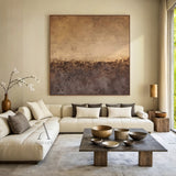 Abstract Brown Beige Art Tactile Knife Strokes Modern Organic Plaster Textured Canvas AURA598