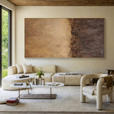Abstract Brown Beige Art Tactile Knife Strokes Modern Organic Plaster Textured Canvas AURA598