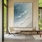 Abstract Ocean Blue Impasto Art with Tactile Sculpted Surface Knife Strokes Abstract Expressionist AURA463