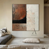 Abstract Brown White Art Tactile High-Relief Knife Strokes Mottled Modern Organic Canvas AURA476