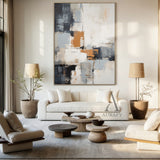 Abstract Geometric Wall Art Tactile Brushstroke Texture Warm Orange Neutral Palette Minimalist Luxe AURA496