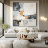 Abstract Geometric Wall Art Tactile Brushstroke Texture Warm Orange Neutral Palette Minimalist Luxe AURA496