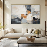 Abstract Geometric Wall Art Tactile Brushstroke Texture Warm Orange Neutral Palette Minimalist Luxe AURA496