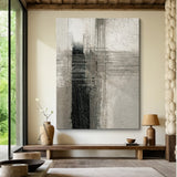 Abstract Gray Textured Art Tactile Surface Striated Lines Industrial Plaster Abstract Wall Decor AURA595