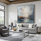 Blue Gray Abstract Wall Art Modern Living Room Decor Print AURA231