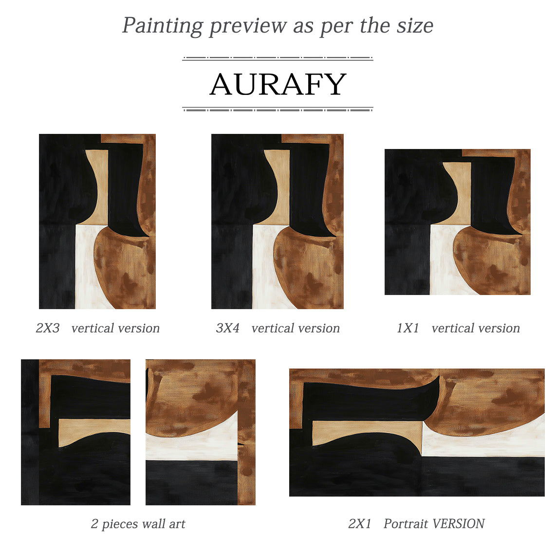 General Abstract Black Brown Wall Art for Home Decor AURA263