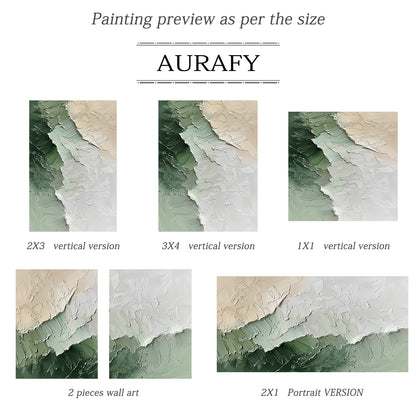 Modern 3D Textured Painting Green Beige for Living Room Decor AURA282
