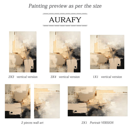 General Abstract Beige Black Wall Art for Contemporary Home Decor AURA286